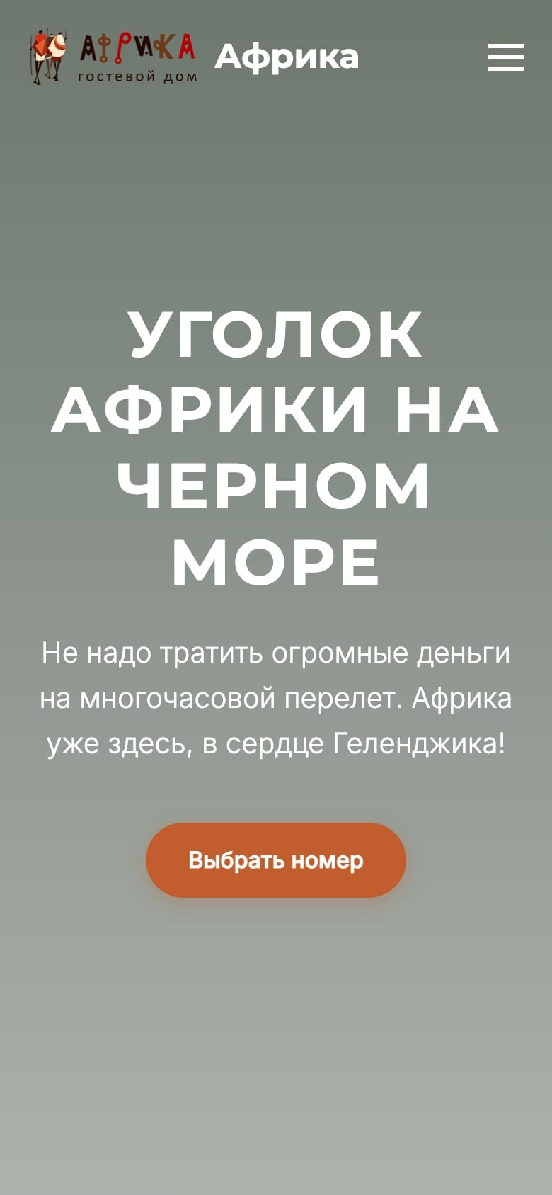 Мобильная версия сайта Африка · концепт, экран 1