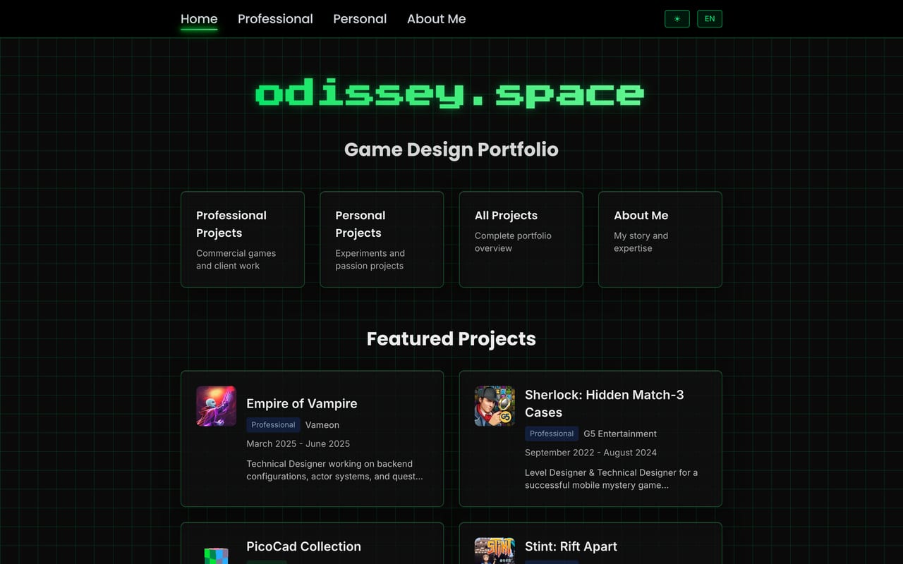 Сайт odissey-space.vercel.app: первый экран